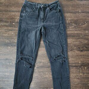 American Eagle Jeans Women's 6‎ X-Long Black Distressed Straight